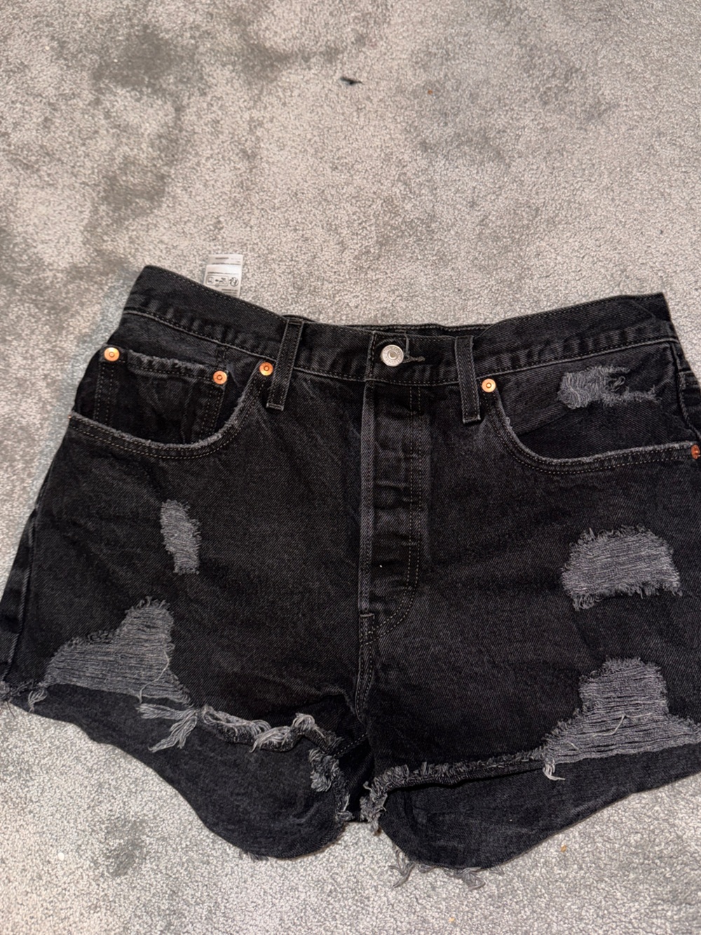 Levi's 501 Black Distressed Women's Jean Shorts